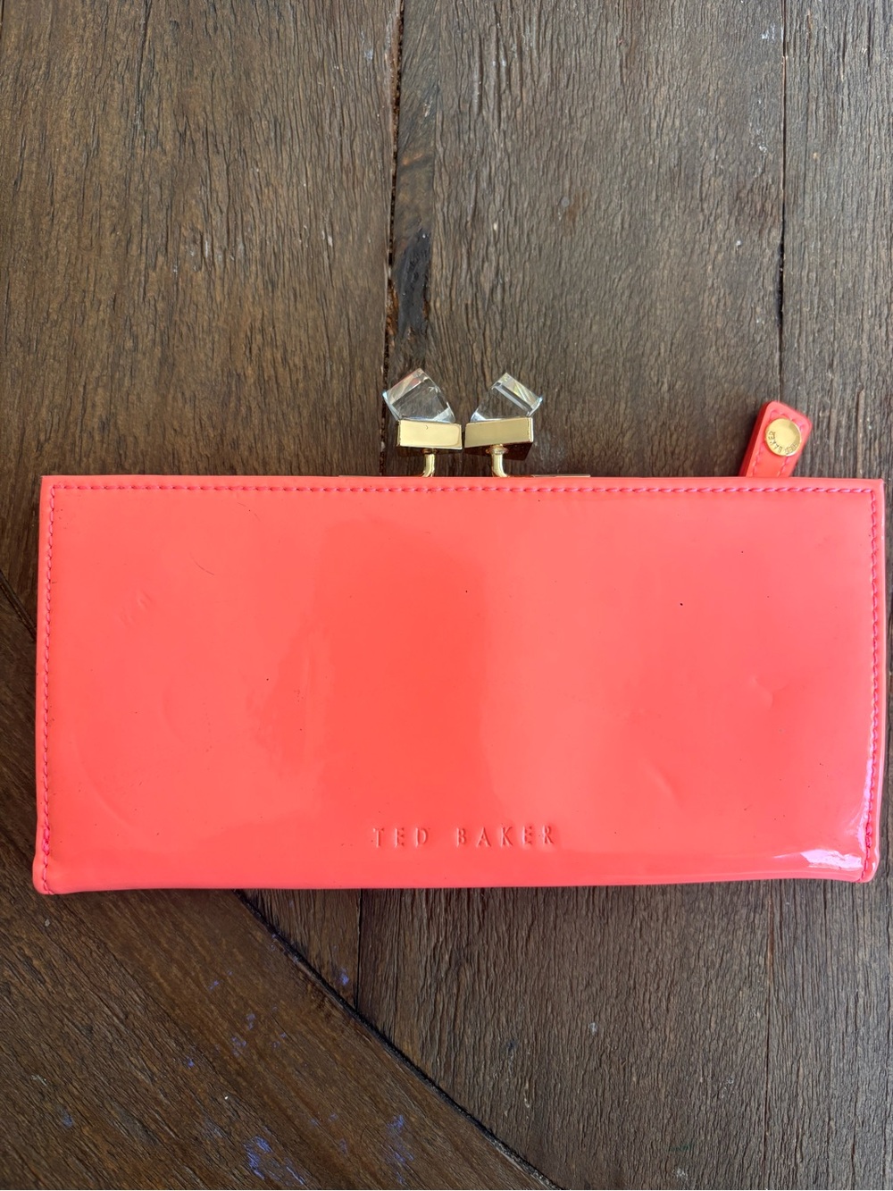 Ted Baker Coral Patent Clasp Wallet